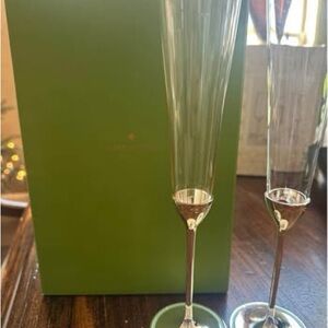 Kate Spade Champagne Flutes with Green Accent